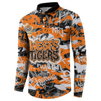 Wests Tigers Rugby Button Sweatshirt Graffiti Typography Urban Camo Abstract Street Style