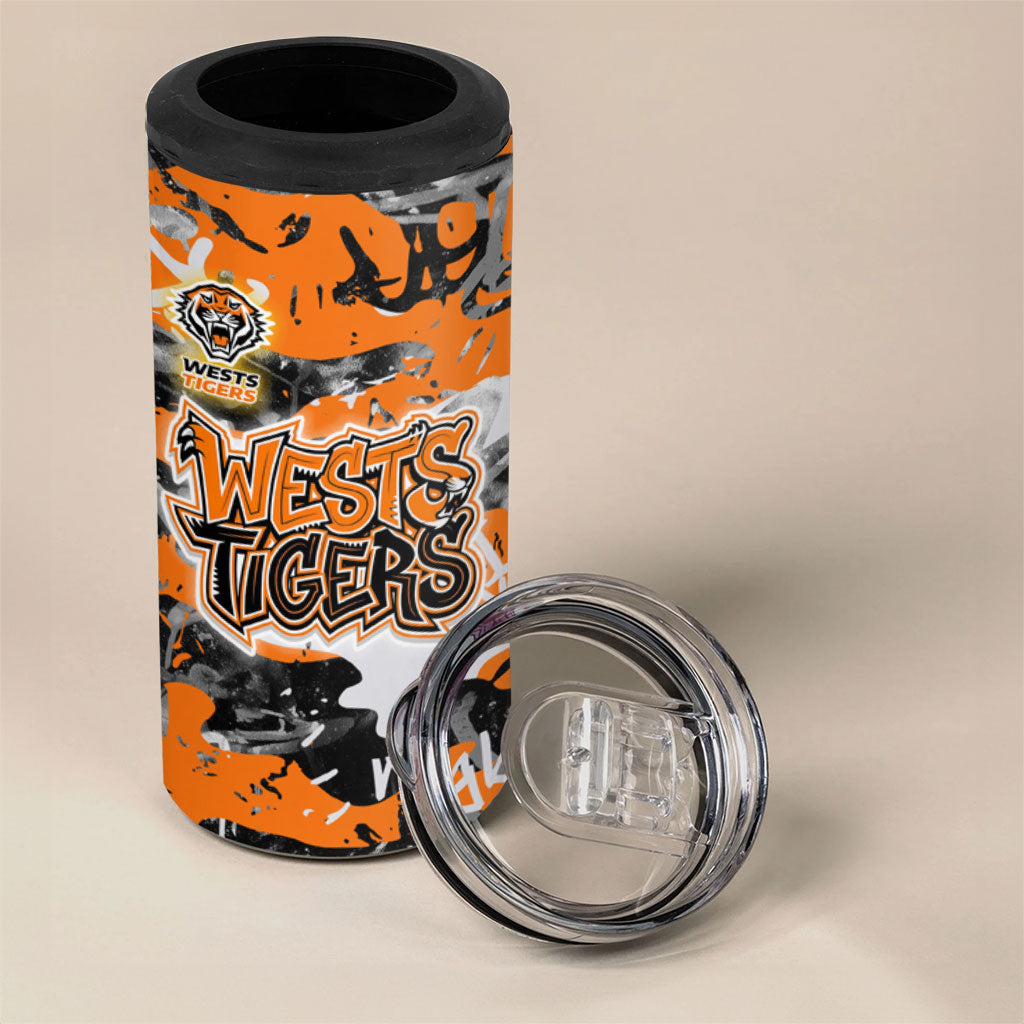 Wests Tigers Rugby 4 in 1 Can Cooler Tumbler Graffiti Typography Urban Camo Abstract Street Style