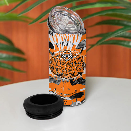 Wests Tigers Rugby 4 in 1 Can Cooler Tumbler Graffiti Typography Urban Camo Abstract Street Style