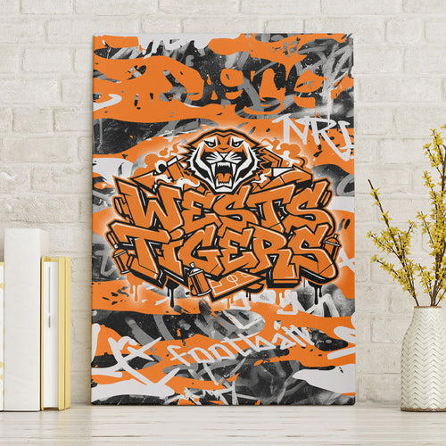 Wests Tigers Rugby Canvas Wall Art Graffiti Typography Urban Camo Abstract Street Style