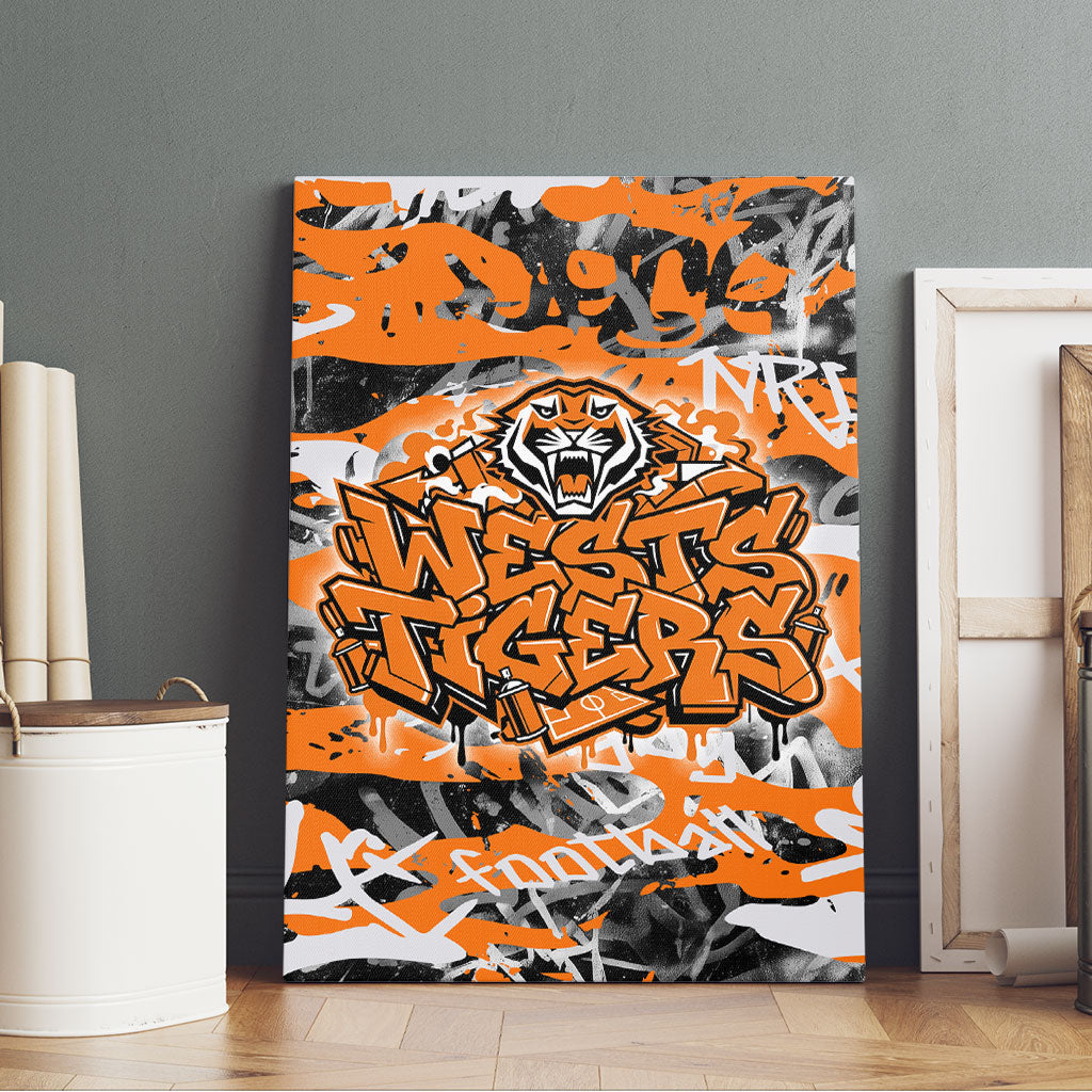 Wests Tigers Rugby Canvas Wall Art Graffiti Typography Urban Camo Abstract Street Style