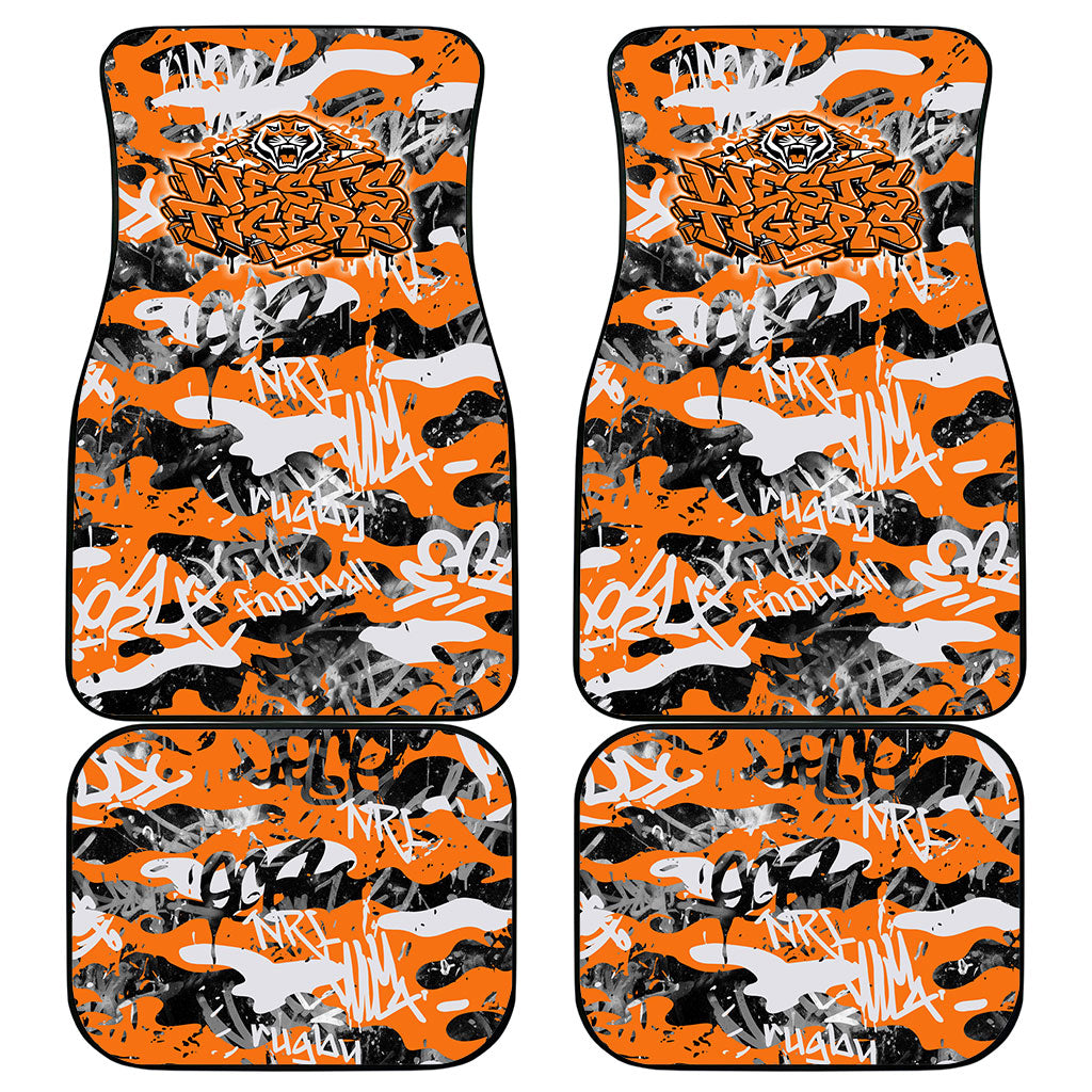 Wests Tigers Rugby Car Mats Graffiti Typography Urban Camo Abstract Street Style