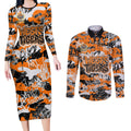 Wests Tigers Rugby Couples Matching Long Sleeve Bodycon Dress and Long Sleeve Button Shirt Graffiti Typography Urban Camo Abstract Street Style