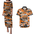 Wests Tigers Rugby Couples Matching Puletasi and Hawaiian Shirt Graffiti Typography Urban Camo Abstract Street Style