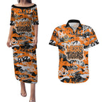 Wests Tigers Rugby Couples Matching Puletasi and Hawaiian Shirt Graffiti Typography Urban Camo Abstract Street Style