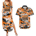 Wests Tigers Rugby Couples Matching Summer Maxi Dress and Hawaiian Shirt Graffiti Typography Urban Camo Abstract Street Style