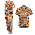 Wests Tigers Rugby Couples Matching Tank Maxi Dress and Hawaiian Shirt Graffiti Typography Urban Camo Abstract Street Style