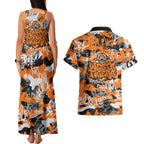 Wests Tigers Rugby Couples Matching Tank Maxi Dress and Hawaiian Shirt Graffiti Typography Urban Camo Abstract Street Style