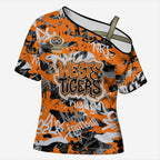 Wests Tigers Rugby Cross Shoulder Shirt Graffiti Typography Urban Camo Abstract Street Style