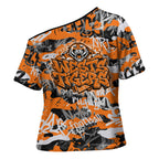 Wests Tigers Rugby Cross Shoulder Shirt Graffiti Typography Urban Camo Abstract Street Style