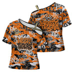 Wests Tigers Rugby Cross Shoulder Shirt Graffiti Typography Urban Camo Abstract Street Style