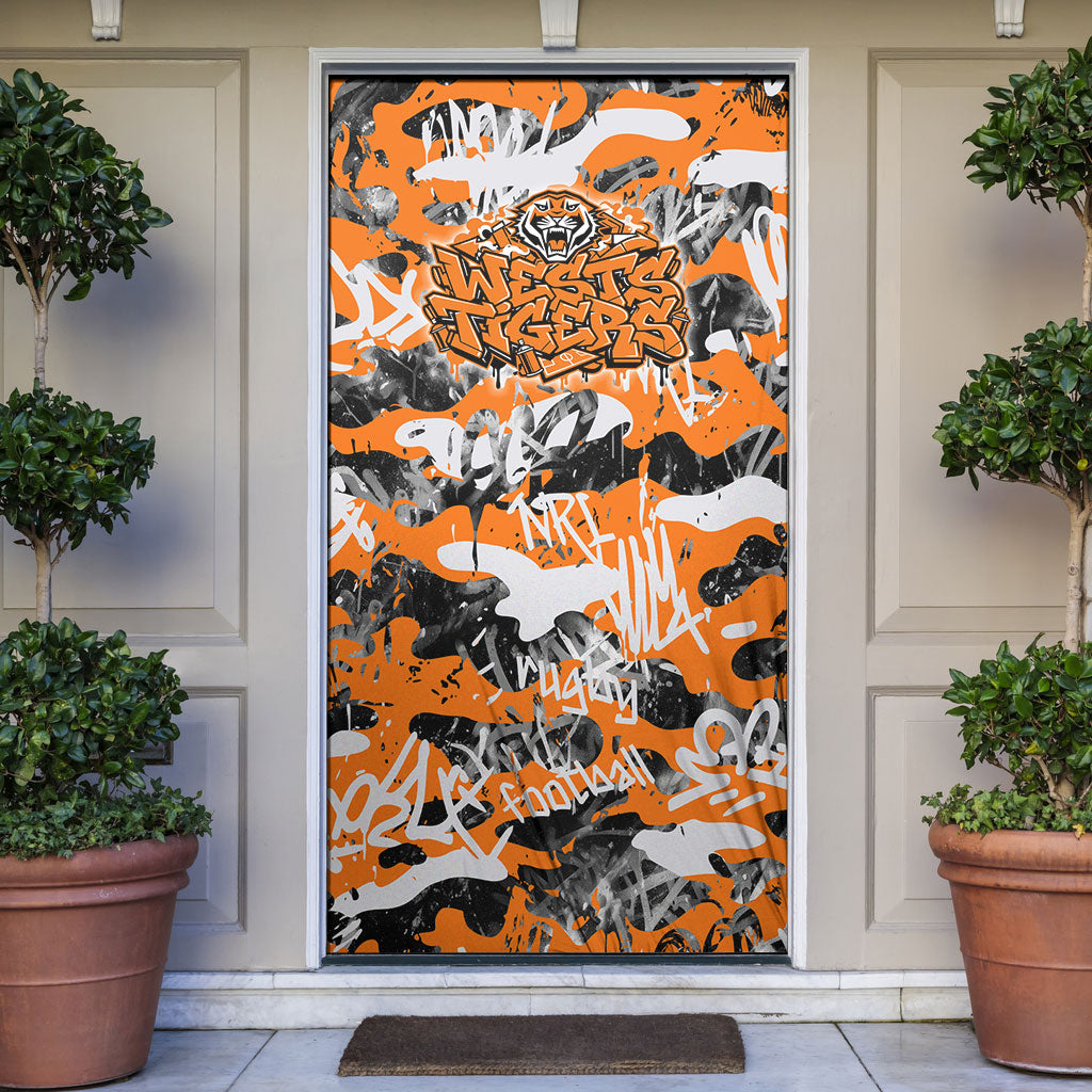 Wests Tigers Rugby Door Cover Graffiti Typography Urban Camo Abstract Street Style