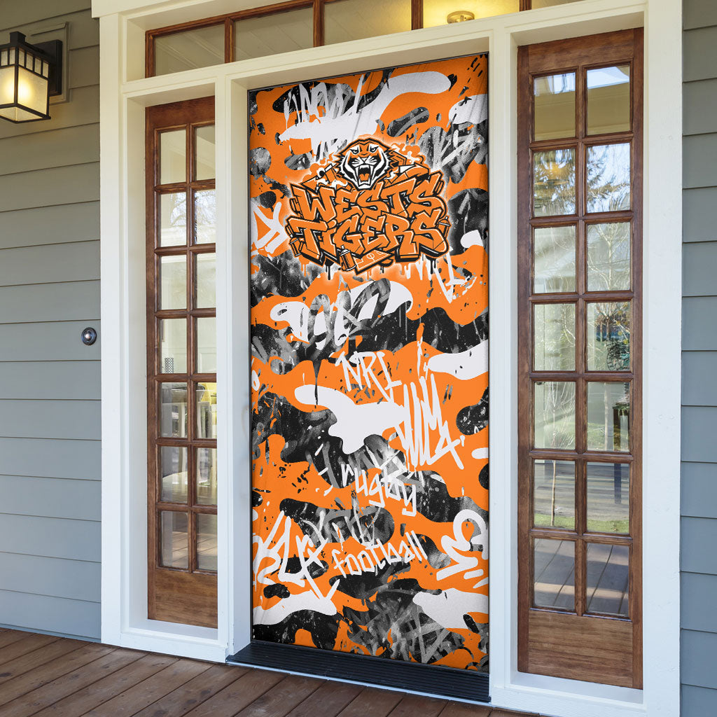 Wests Tigers Rugby Door Cover Graffiti Typography Urban Camo Abstract Street Style