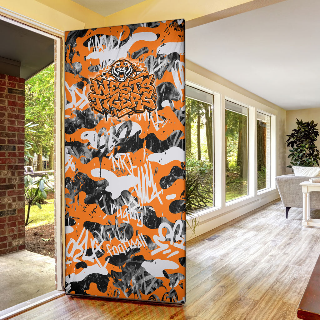 Wests Tigers Rugby Door Cover Graffiti Typography Urban Camo Abstract Street Style