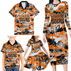 Wests Tigers Rugby Family Matching Long Sleeve Bodycon Dress and Hawaiian Shirt Graffiti Typography Urban Camo Abstract Street Style