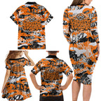 Wests Tigers Rugby Family Matching Long Sleeve Bodycon Dress and Hawaiian Shirt Graffiti Typography Urban Camo Abstract Street Style