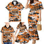 Wests Tigers Rugby Family Matching Mermaid Dress and Hawaiian Shirt Graffiti Typography Urban Camo Abstract Street Style