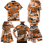 Wests Tigers Rugby Family Matching Mermaid Dress and Hawaiian Shirt Graffiti Typography Urban Camo Abstract Street Style
