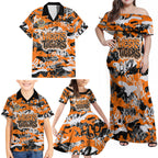 Wests Tigers Rugby Family Matching Off Shoulder Maxi Dress and Hawaiian Shirt Graffiti Typography Urban Camo Abstract Street Style
