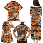 Wests Tigers Rugby Family Matching Puletasi and Hawaiian Shirt Graffiti Typography Urban Camo Abstract Street Style