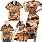 Wests Tigers Rugby Family Matching Short Sleeve Bodycon Dress and Hawaiian Shirt Graffiti Typography Urban Camo Abstract Street Style