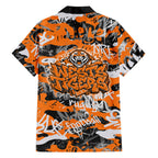 Wests Tigers Rugby Family Matching Short Sleeve Bodycon Dress and Hawaiian Shirt Graffiti Typography Urban Camo Abstract Street Style