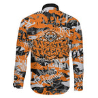 Wests Tigers Rugby Family Matching Short Sleeve Bodycon Dress and Hawaiian Shirt Graffiti Typography Urban Camo Abstract Street Style