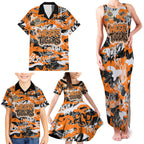 Wests Tigers Rugby Family Matching Tank Maxi Dress and Hawaiian Shirt Graffiti Typography Urban Camo Abstract Street Style