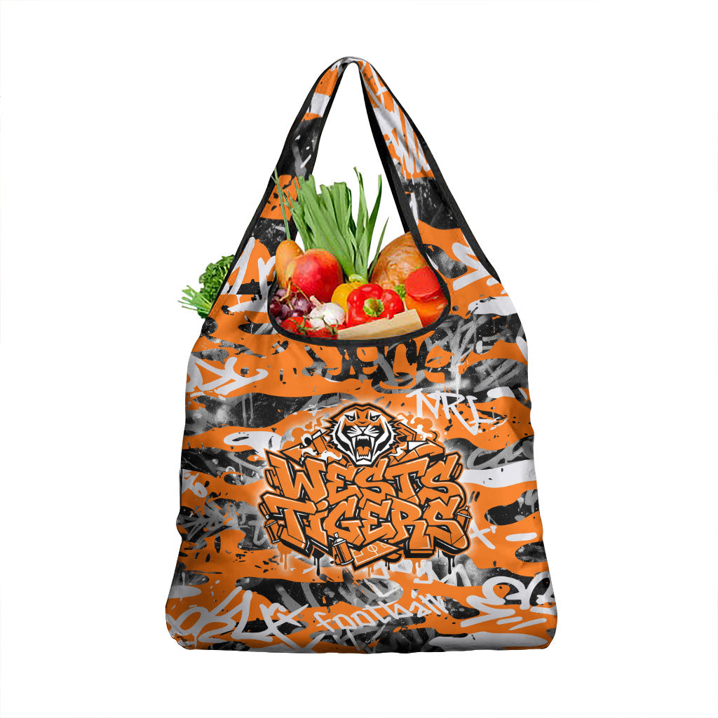 Wests Tigers Rugby Grocery Bag Graffiti Typography Urban Camo Abstract Street Style