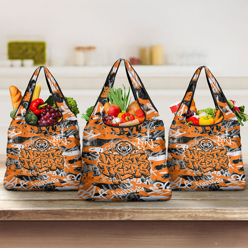 Wests Tigers Rugby Grocery Bag Graffiti Typography Urban Camo Abstract Street Style