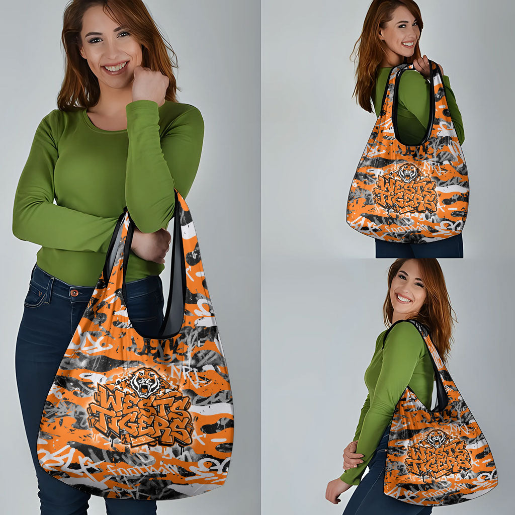 Wests Tigers Rugby Grocery Bag Graffiti Typography Urban Camo Abstract Street Style