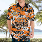 Wests Tigers Rugby Hawaiian Shirt Graffiti Typography Urban Camo Abstract Street Style
