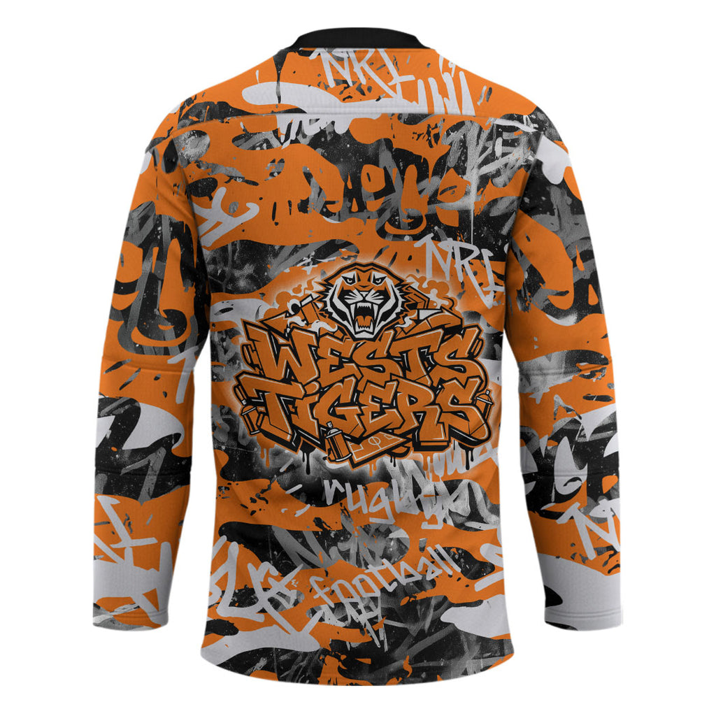 Wests Tigers Rugby Hockey Jersey Graffiti Typography Urban Camo Abstract Street Style