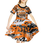 Wests Tigers Rugby Kid Short Sleeve Dress Graffiti Typography Urban Camo Abstract Street Style