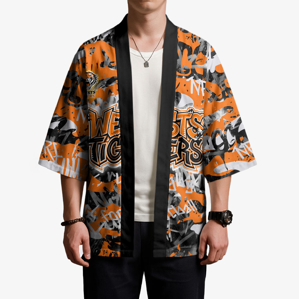 Wests Tigers Rugby Kimono Graffiti Typography Urban Camo Abstract Street Style