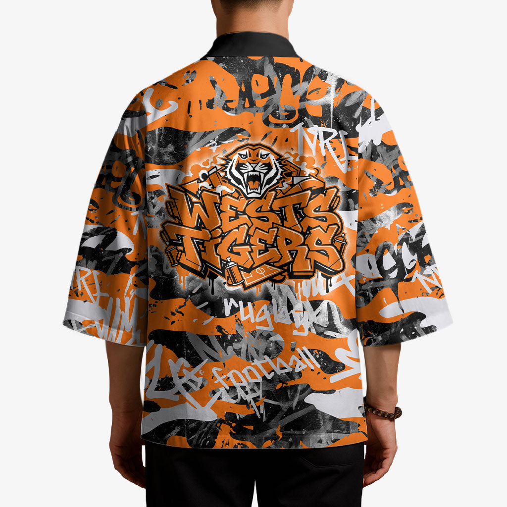 Wests Tigers Rugby Kimono Graffiti Typography Urban Camo Abstract Street Style