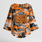 Wests Tigers Rugby Kimono Sleeve Blouse Graffiti Typography Urban Camo Abstract Street Style