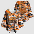 Wests Tigers Rugby Kimono Sleeve Blouse Graffiti Typography Urban Camo Abstract Street Style