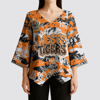 Wests Tigers Rugby Kimono Sleeve Blouse Graffiti Typography Urban Camo Abstract Street Style