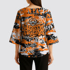 Wests Tigers Rugby Kimono Sleeve Blouse Graffiti Typography Urban Camo Abstract Street Style