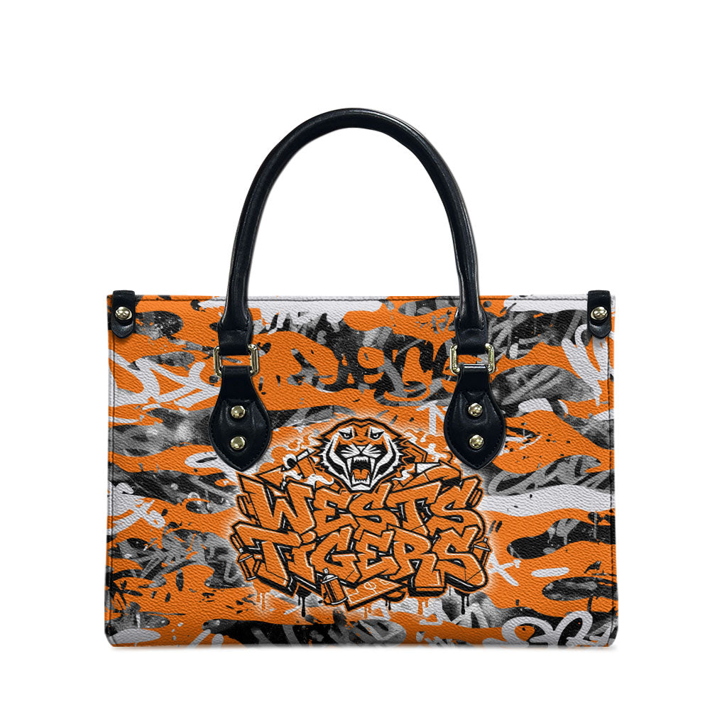 Wests Tigers Rugby Leather Bag Graffiti Typography Urban Camo Abstract Street Style