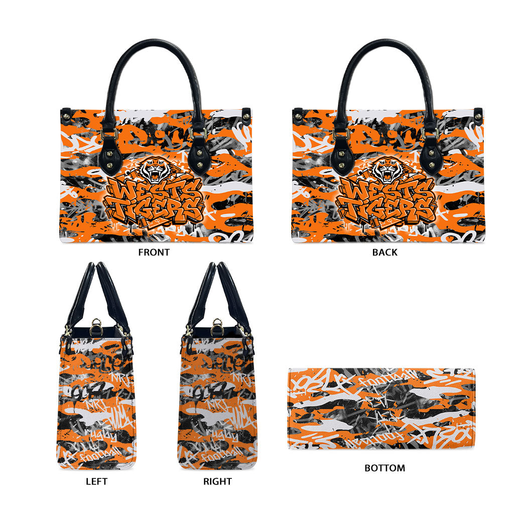 Wests Tigers Rugby Leather Bag Graffiti Typography Urban Camo Abstract Street Style
