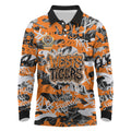 Wests Tigers Rugby Long Sleeve Polo Shirt Graffiti Typography Urban Camo Abstract Street Style