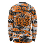 Wests Tigers Rugby Long Sleeve Shirt Graffiti Typography Urban Camo Abstract Street Style