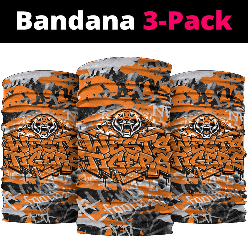 Wests Tigers Rugby Neck Gaiter Graffiti Typography Urban Camo Abstract Street Style