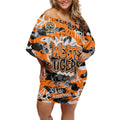 Wests Tigers Rugby Off Shoulder Short Dress Graffiti Typography Urban Camo Abstract Street Style