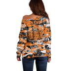 Wests Tigers Rugby Off Shoulder Sweater Graffiti Typography Urban Camo Abstract Street Style