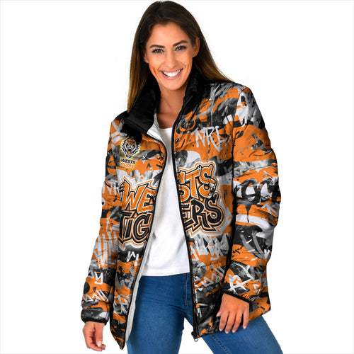 Wests Tigers Rugby Padded Jacket Graffiti Typography Urban Camo Abstract Street Style