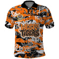Wests Tigers Rugby Polo Shirt Graffiti Typography Urban Camo Abstract Street Style