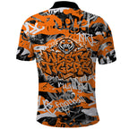 Wests Tigers Rugby Polo Shirt Graffiti Typography Urban Camo Abstract Street Style